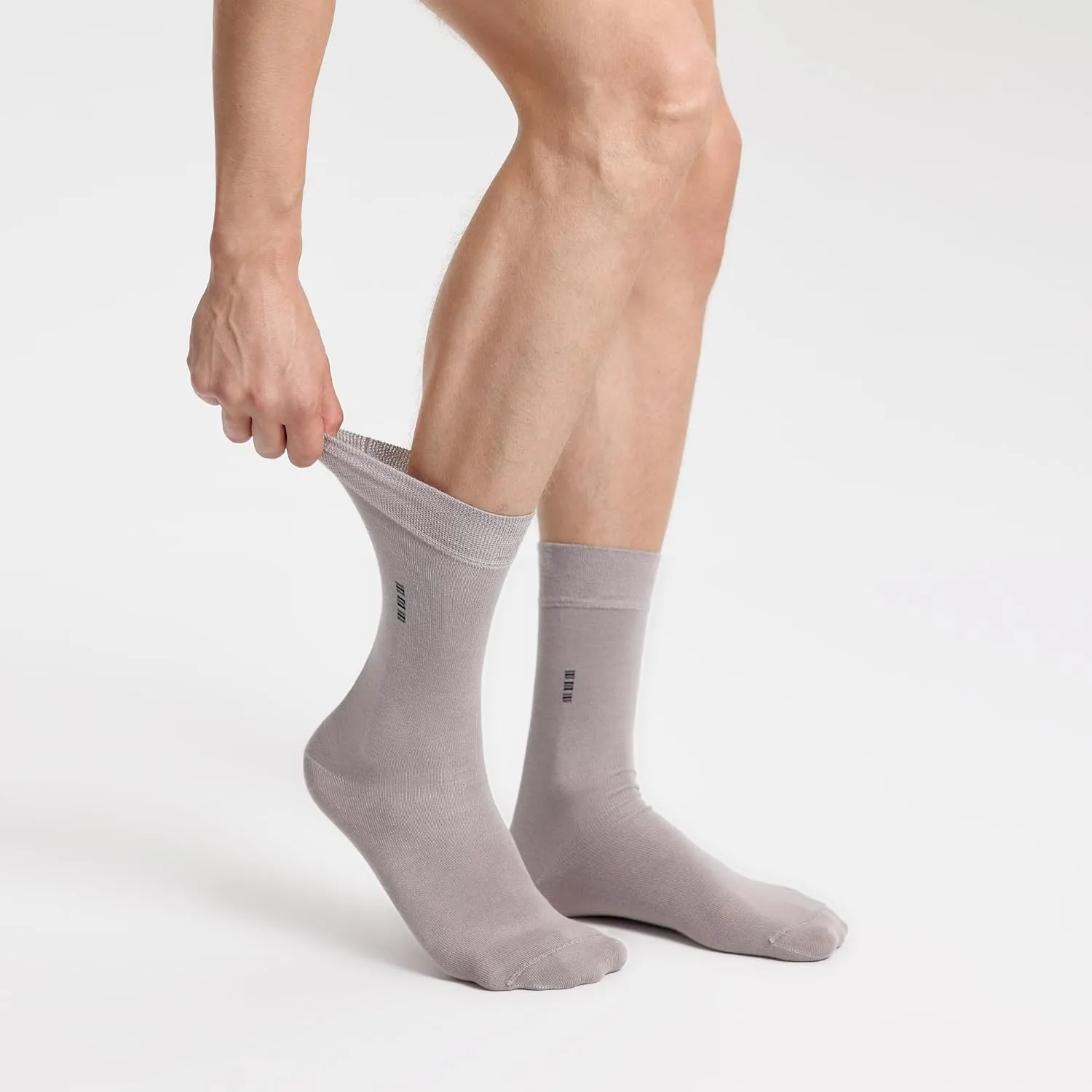 Men's Bamboo Dress Socks • Assorted Plain Pack of 5 Pairs • Grey Mix-1