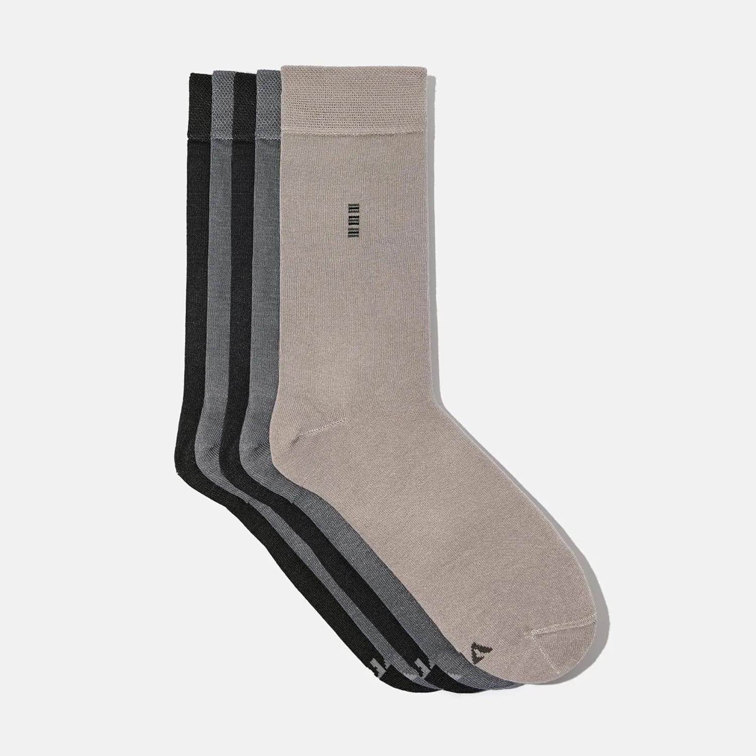 Men's Bamboo Dress Socks • Assorted Plain Pack of 5 Pairs • Grey Mix-1