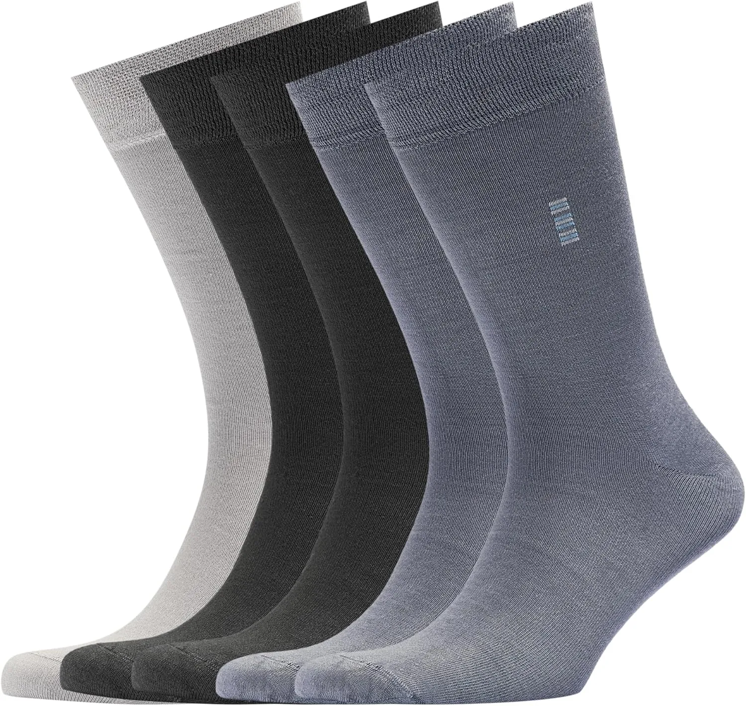 Men's Bamboo Dress Socks • Assorted Plain Pack of 5 Pairs • Grey Mix-1