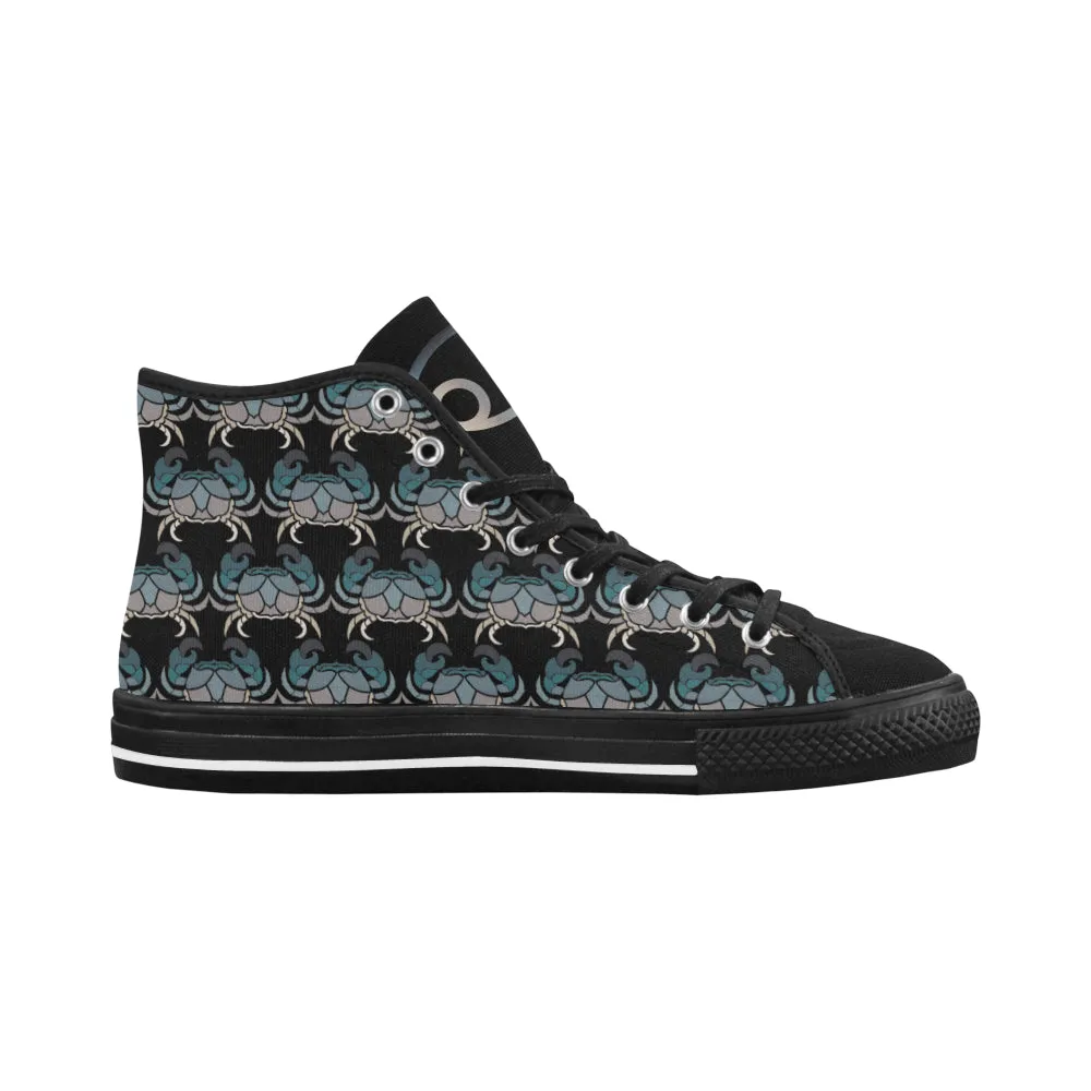 Men's Big Size Cancer Crab Zodiac Print Canvas High Top Shoes