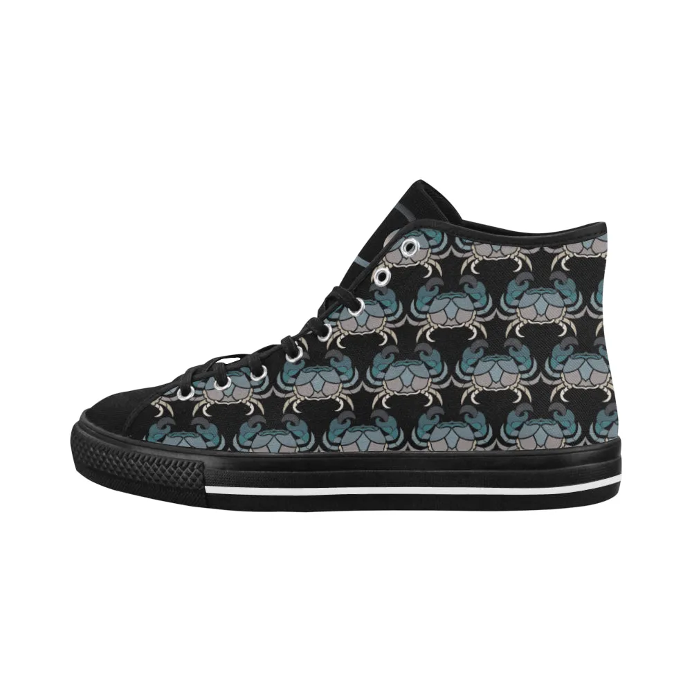 Men's Big Size Cancer Crab Zodiac Print Canvas High Top Shoes