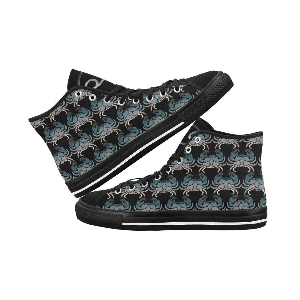 Men's Big Size Cancer Crab Zodiac Print Canvas High Top Shoes