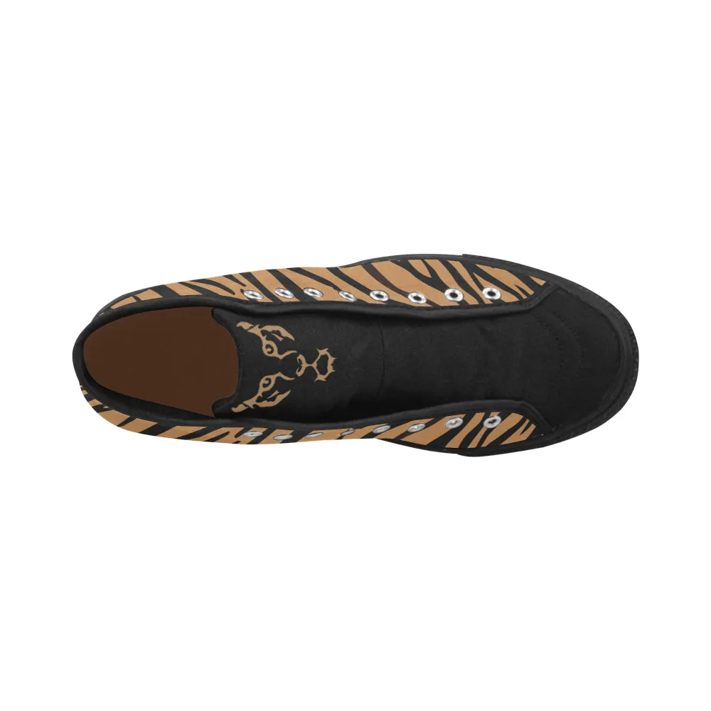 Men's Big Size Tiger Face Print High Top Canvas Shoes
