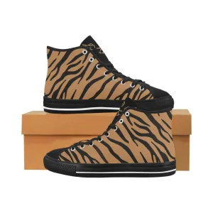 Men's Big Size Tiger Face Print High Top Canvas Shoes