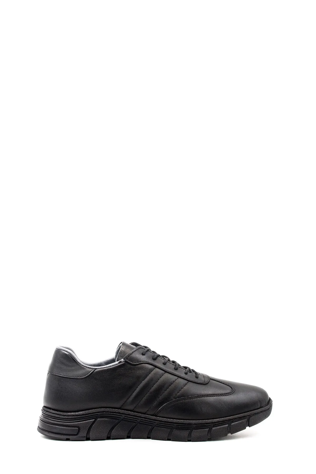 Men's Black Leather Athletic Comfort Shoes-Wessi