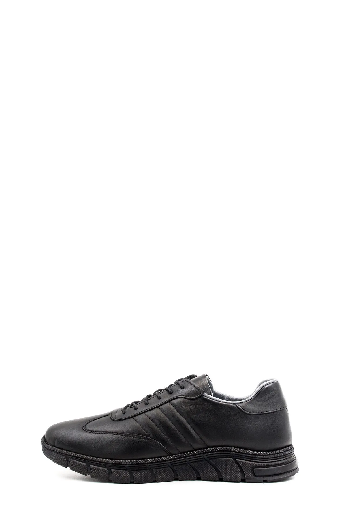 Men's Black Leather Athletic Comfort Shoes-Wessi