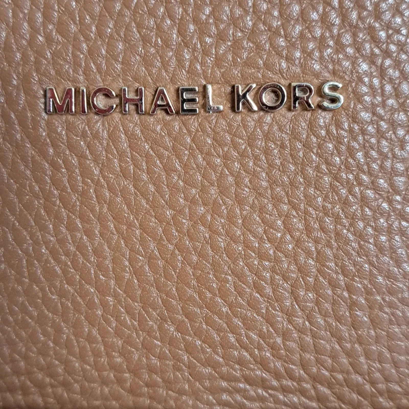 Michael Kors BEDFORD Pebble Leather Pocket Tote ACORN/GOLD