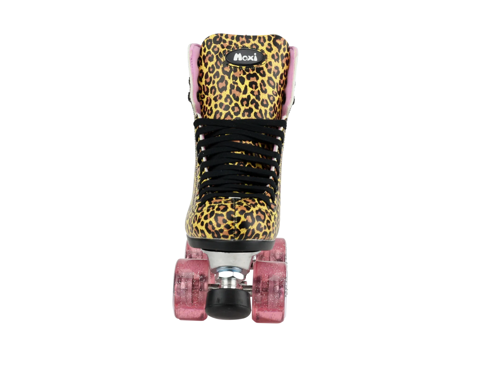 Moxi Jungle Leopard Skates (W/ Pink Cuff And Pink Juicy Wheels)