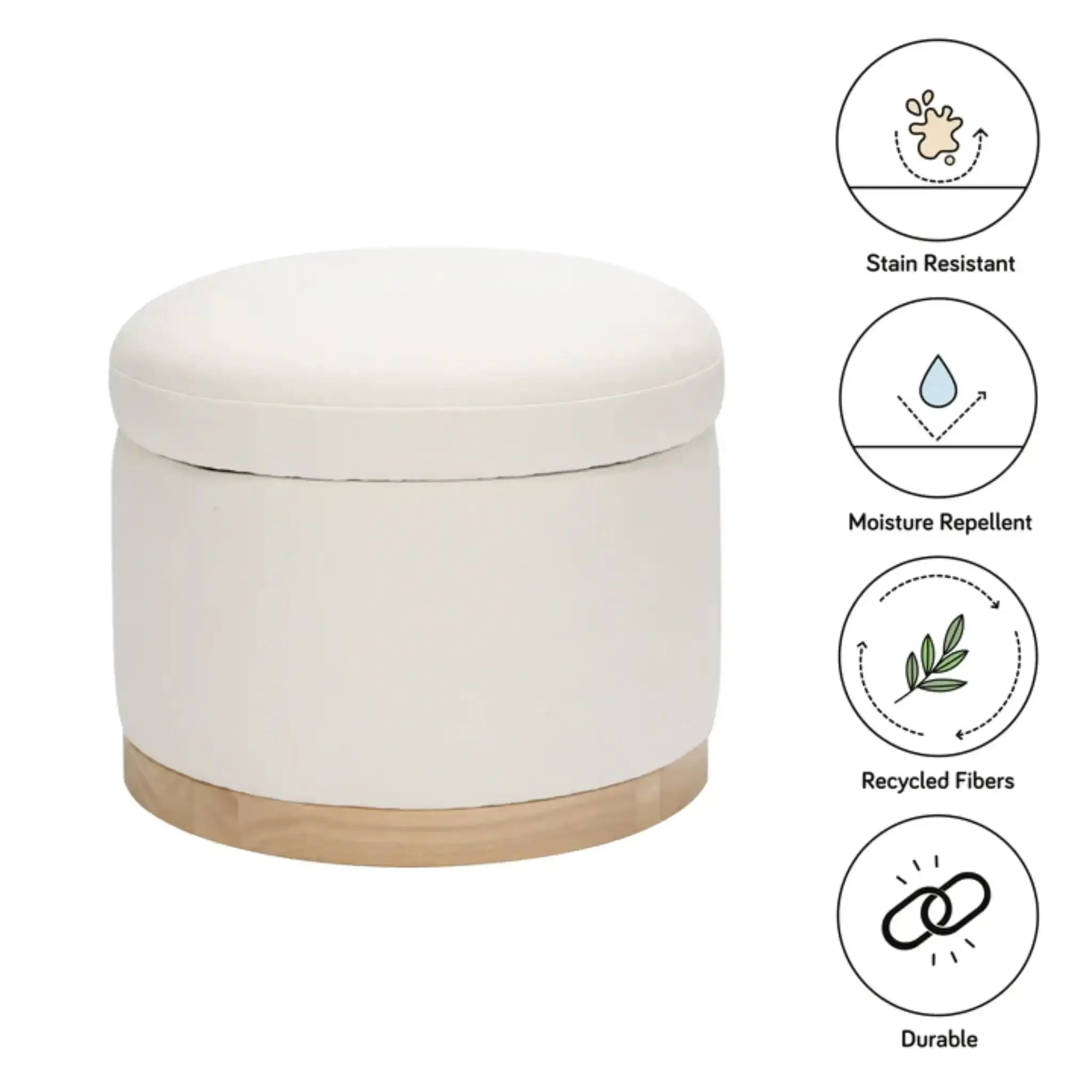 Naka Storage Ottoman | Cream Eco-Weave