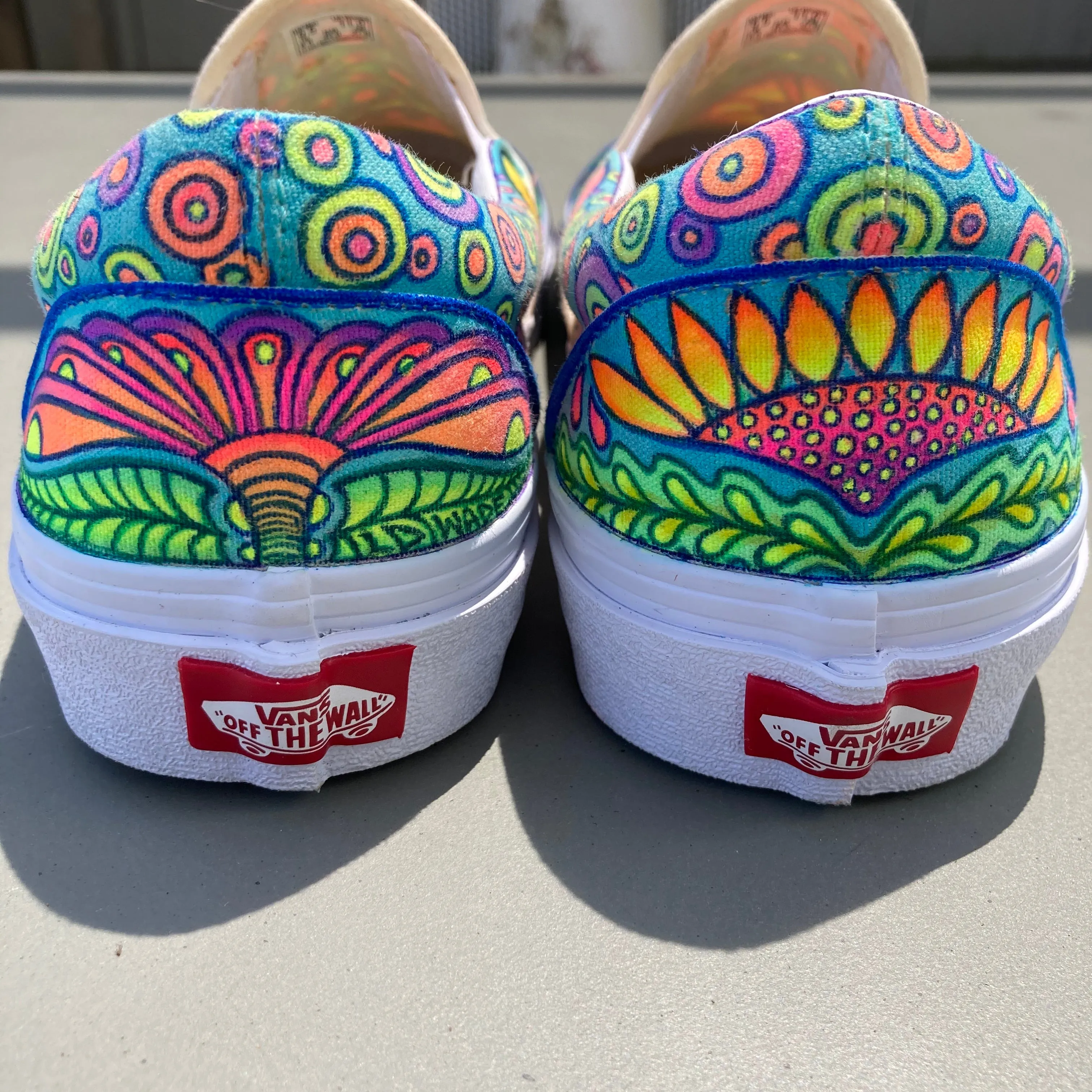 Psychedelic Flowers custom Vans Slip On Sneakers