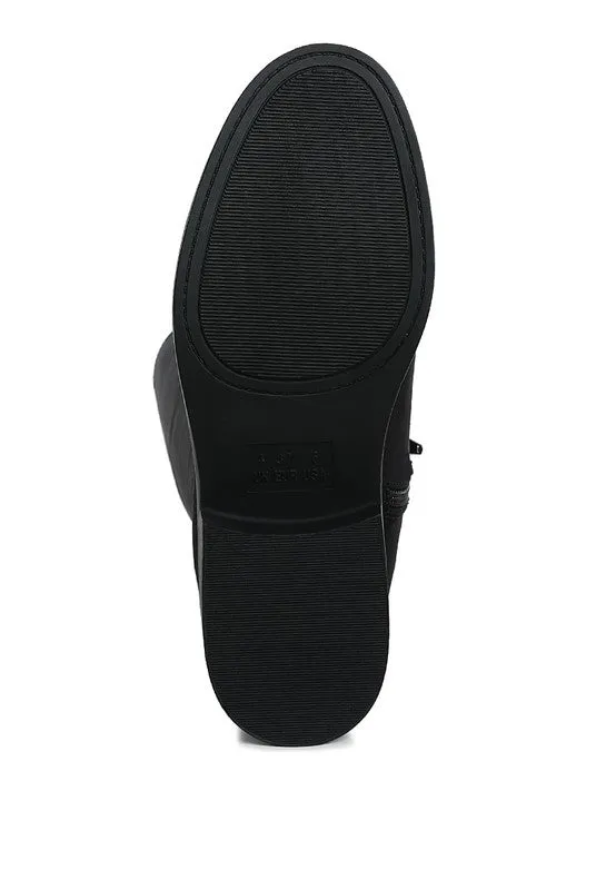 Round Toe Microfiber Calf Boots