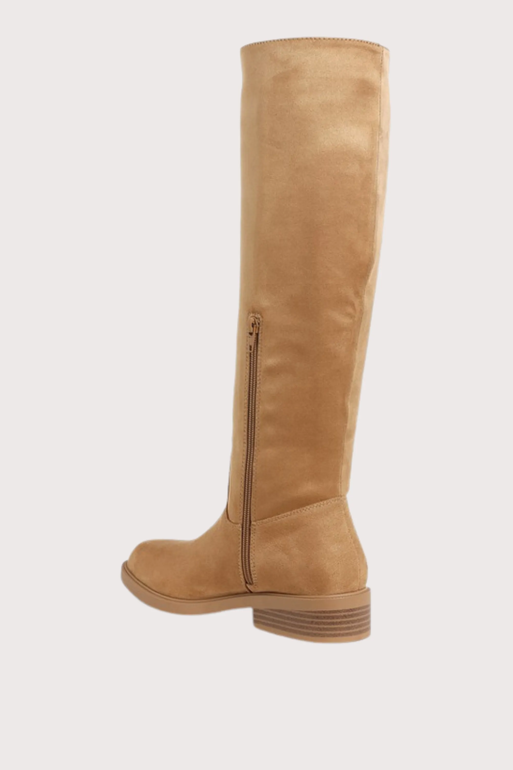 Round Toe Microfiber Calf Boots