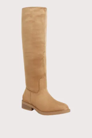 Round Toe Microfiber Calf Boots