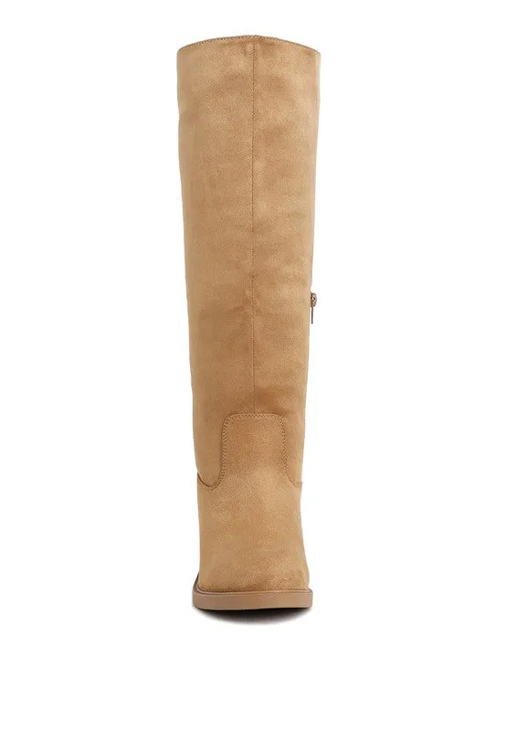 Round Toe Microfiber Calf Boots
