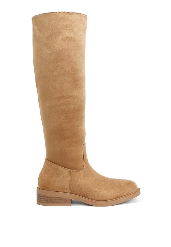 Round Toe Microfiber Calf Boots