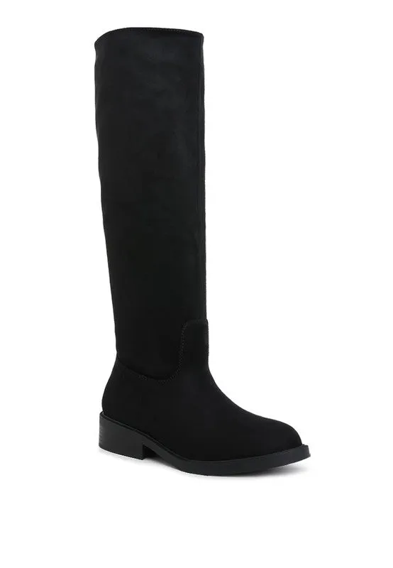 Round Toe Microfiber Calf Boots