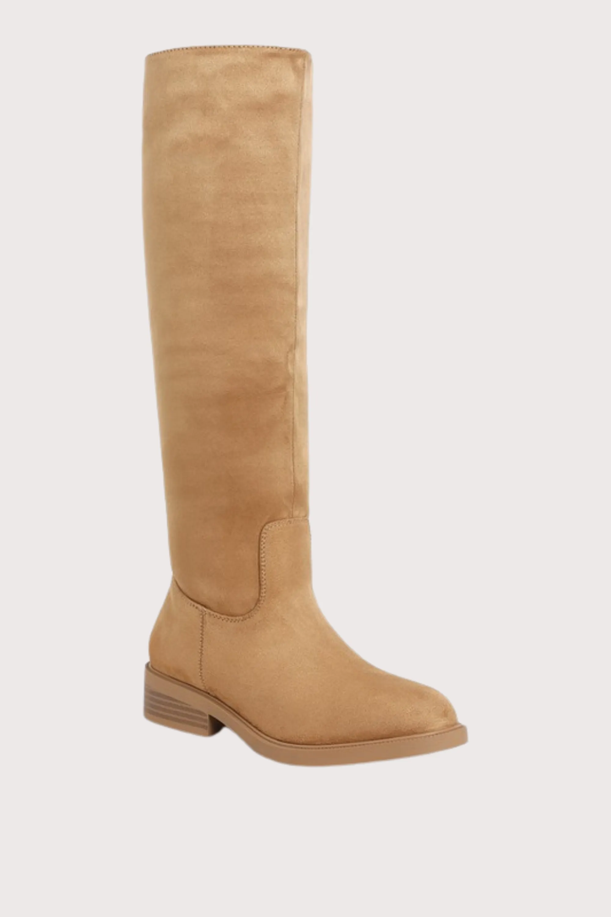 Round Toe Microfiber Calf Boots
