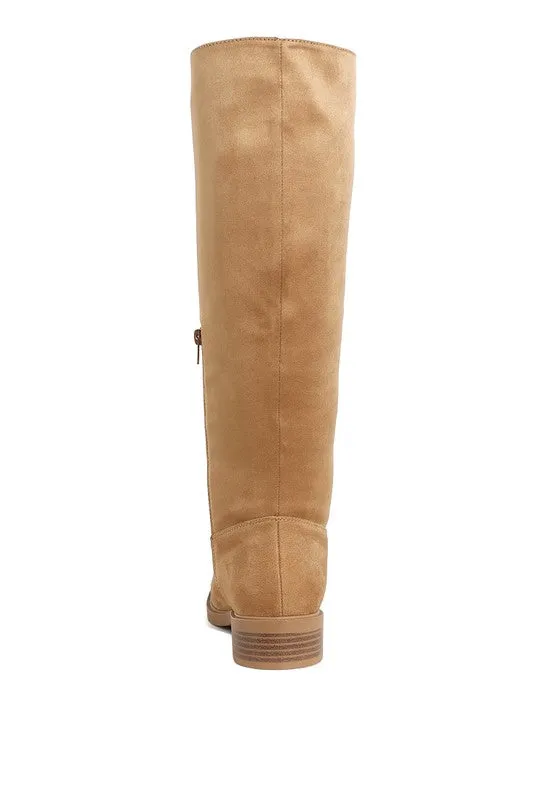 Round Toe Microfiber Calf Boots