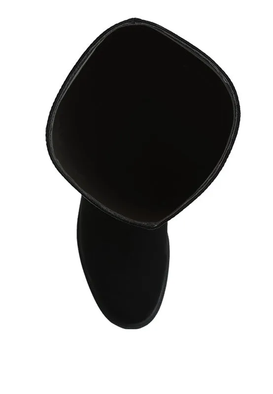 Round Toe Microfiber Calf Boots