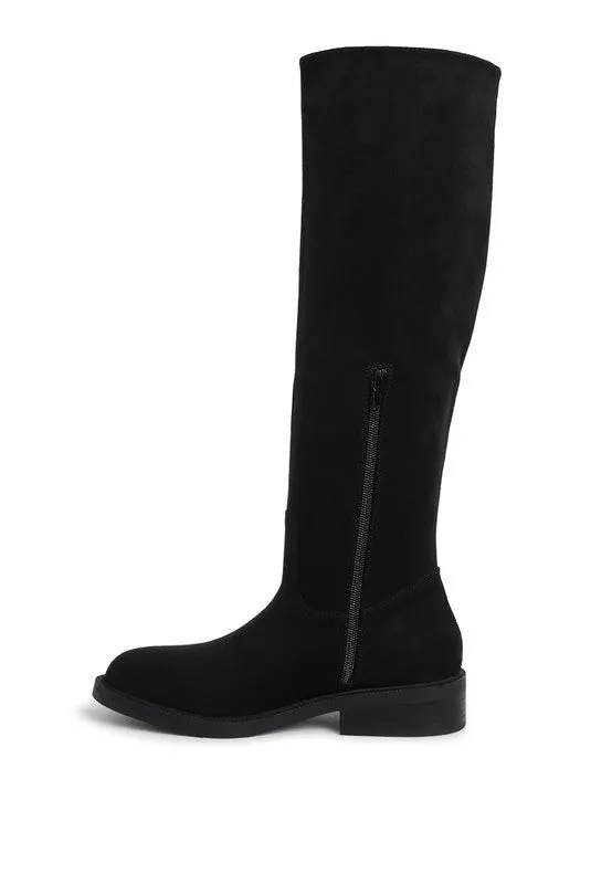 Round Toe Microfiber Calf Boots