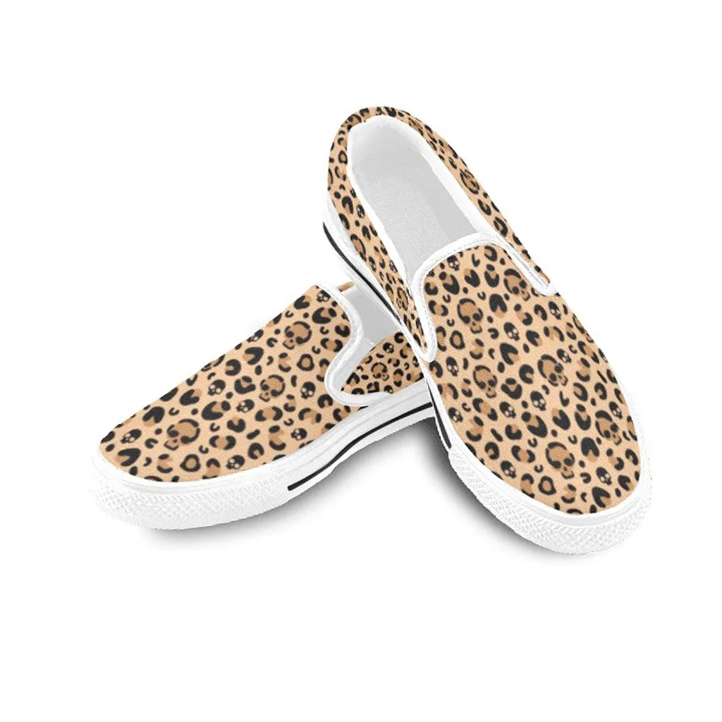 Skull Leopard Print Classic Slip-On Sneakers