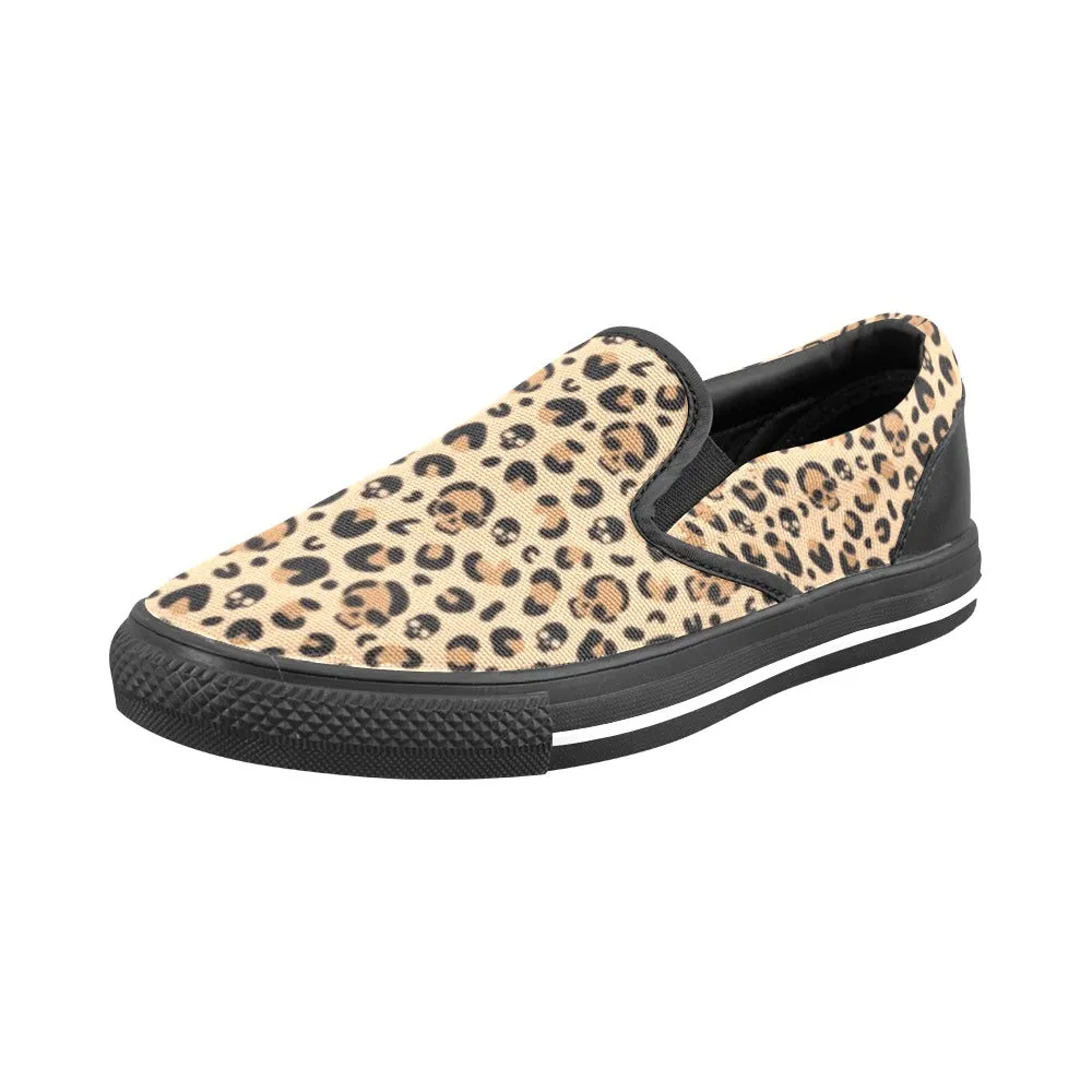 Skull Leopard Print Classic Slip-On Sneakers