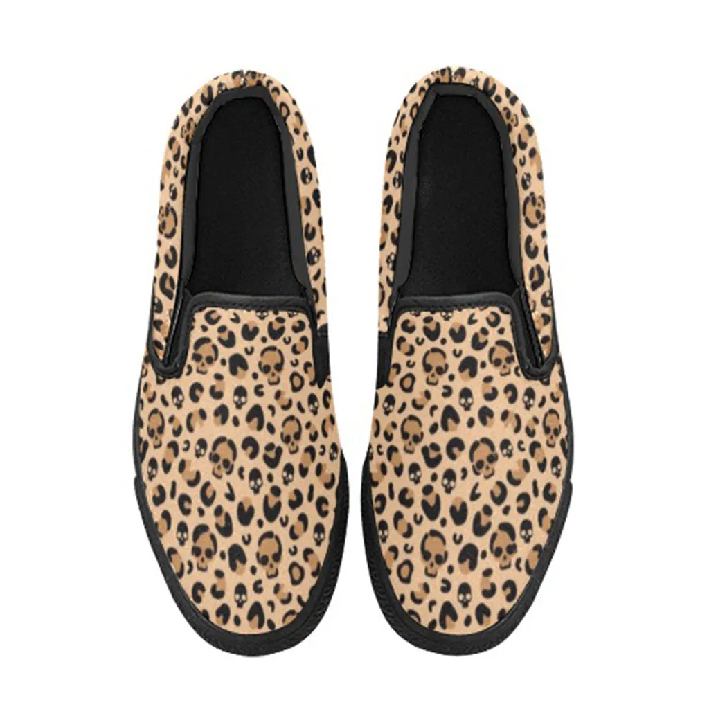 Skull Leopard Print Classic Slip-On Sneakers