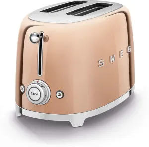 Smeg TSF01RGUK 2 Slice Toaster, Extra Wide Slots, 3 pre set options, Rose Gold