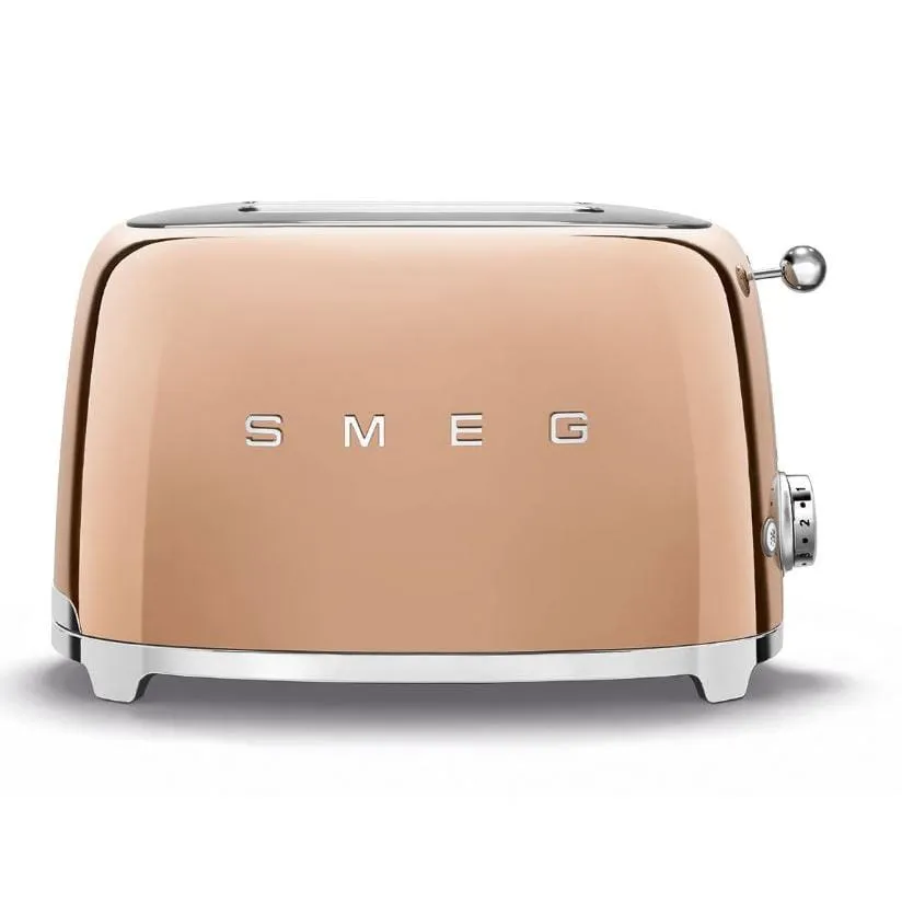 Smeg TSF01RGUK 2 Slice Toaster, Extra Wide Slots, 3 pre set options, Rose Gold