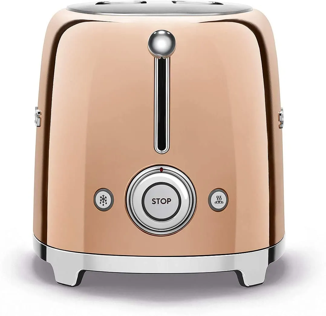 Smeg TSF01RGUK 2 Slice Toaster, Extra Wide Slots, 3 pre set options, Rose Gold