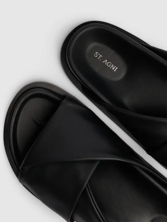 St. Agni   25mm Fold Detail leather slide sandals 