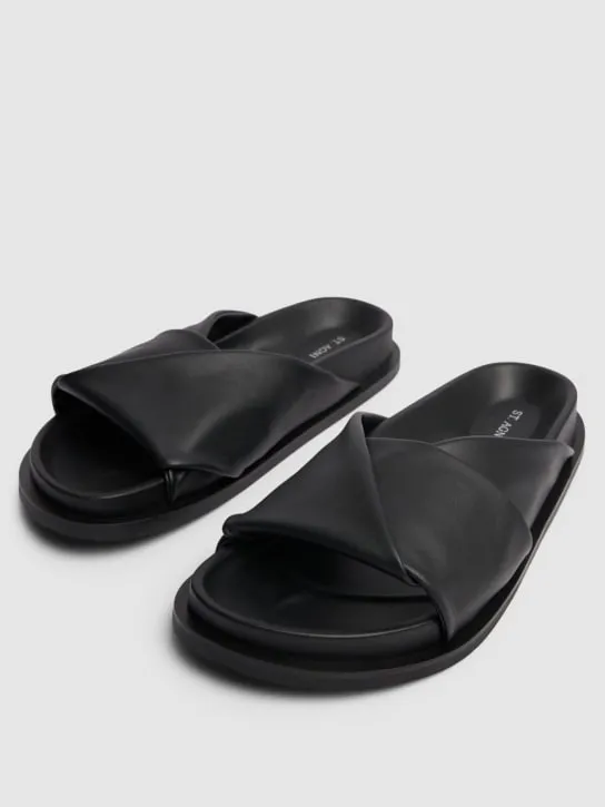 St. Agni   25mm Fold Detail leather slide sandals 