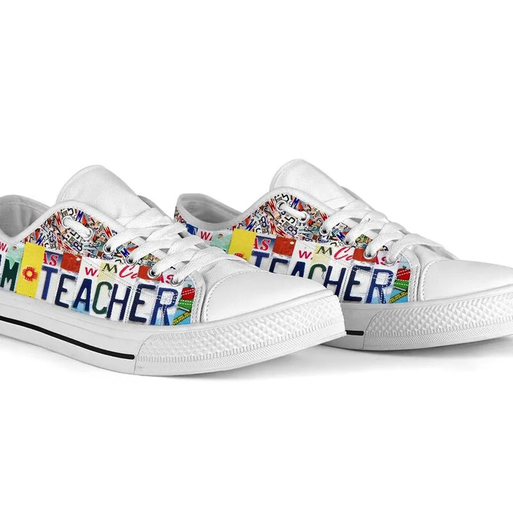 Steam Teacher Live Love License Plates Low Top Shoes, Teacher Shoes, Low Top Sneakers