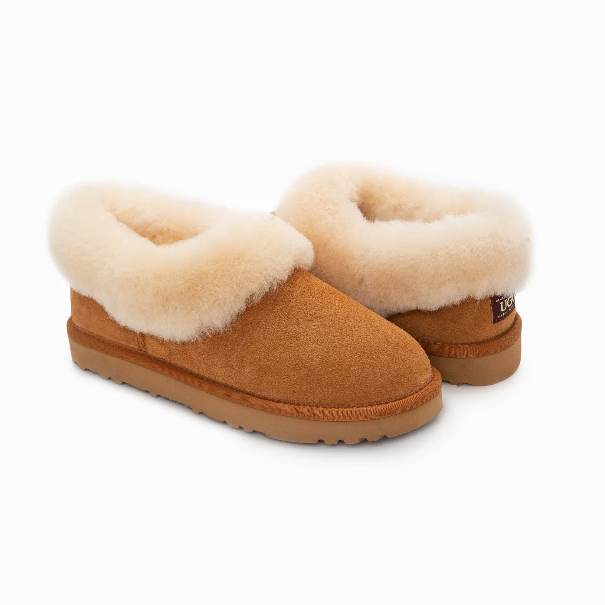 Ugg Slippers Avery Unisex Premium Sheepskin Slippers Suede (Unisex Cow Suede)
