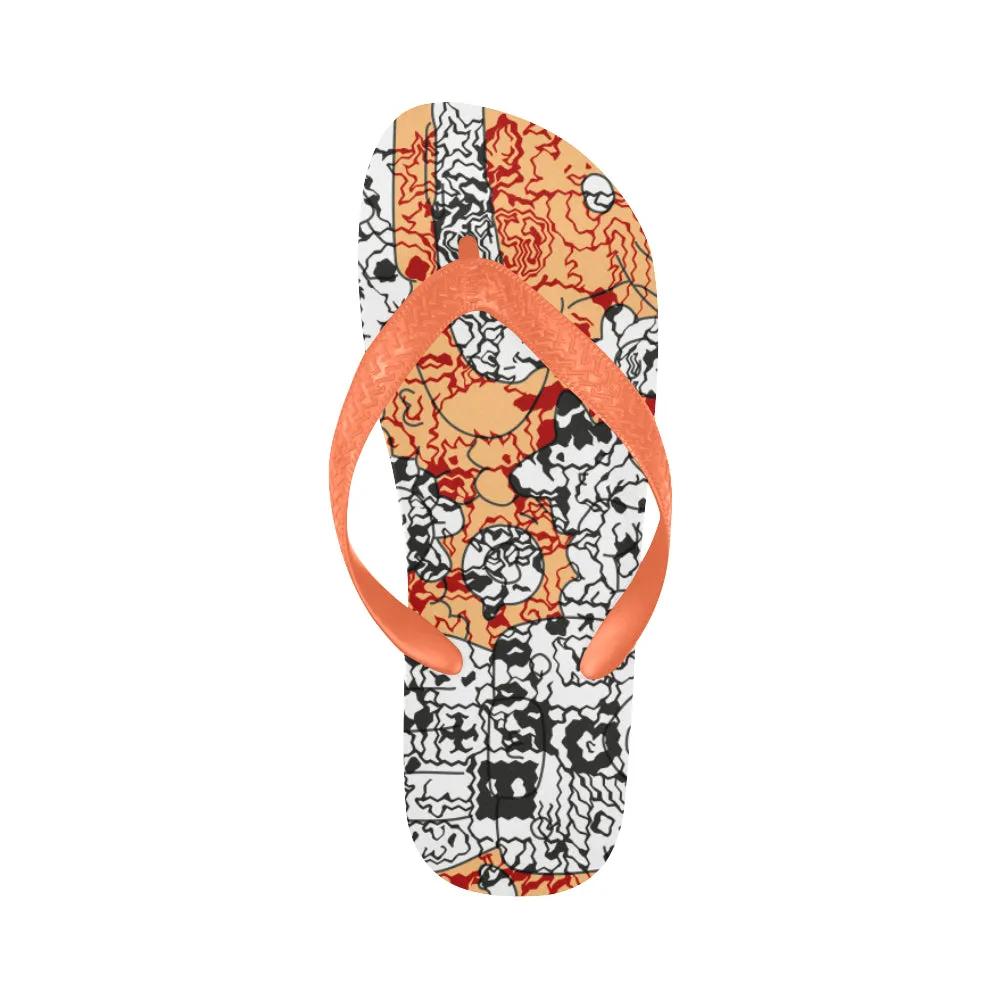 Unisex Abstract Doodle Print Flip Flops