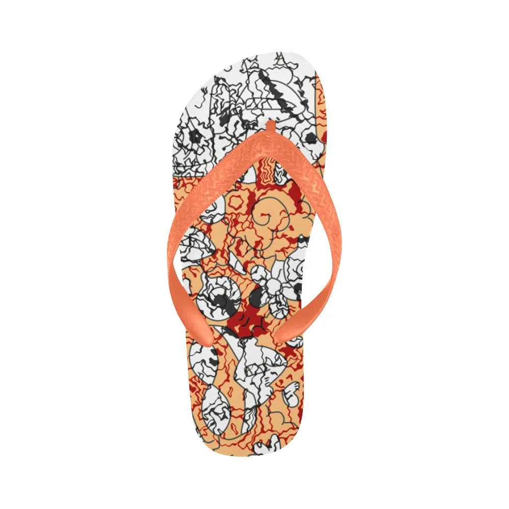 Unisex Abstract Doodle Print Flip Flops