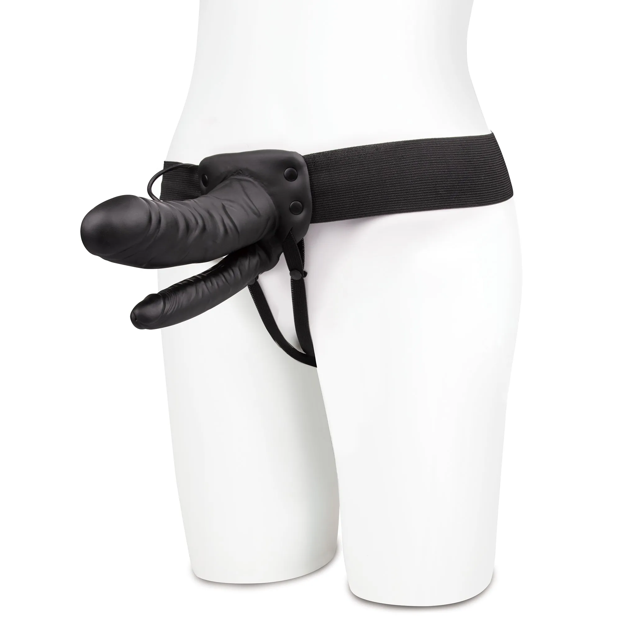 Unisex Vibrating Hollow Double Penetration Strap-On Dildo
