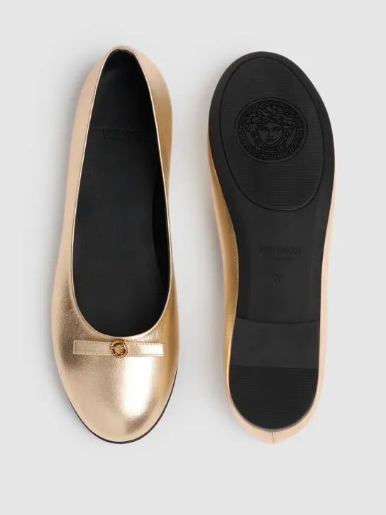 Versace   Metallic leather ballerinas w/bow 