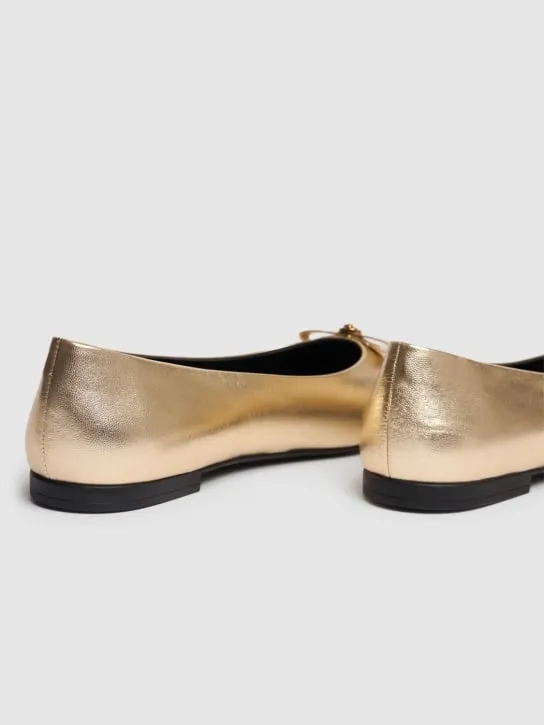 Versace   Metallic leather ballerinas w/bow 