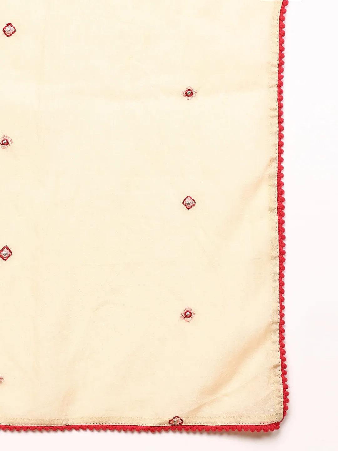 Women Beige Viscose Rayon Solid Embroidered A-Line Kurta Salwar With Dupatta