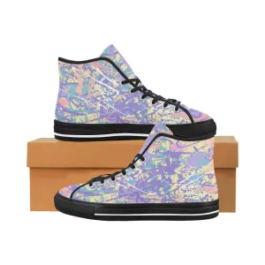 Women's Pastel Shades Paint Splatter Print Canvas High Top Shoes