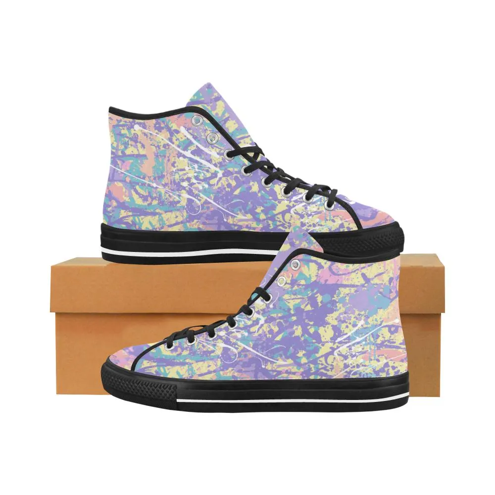 Women's Pastel Shades Paint Splatter Print Canvas High Top Shoes