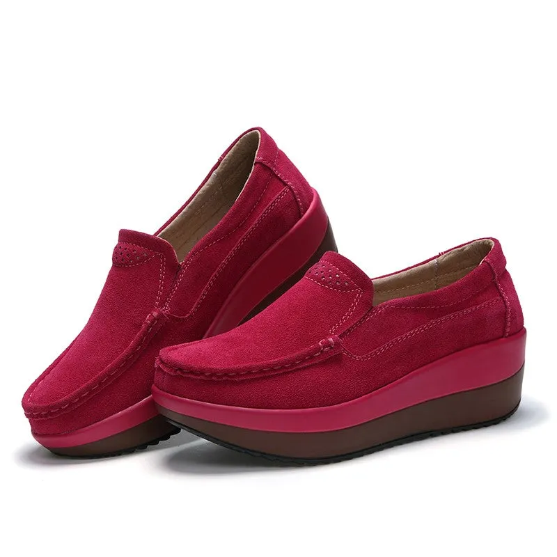 Women's platform leisure simple canvas walking slip-on loafers