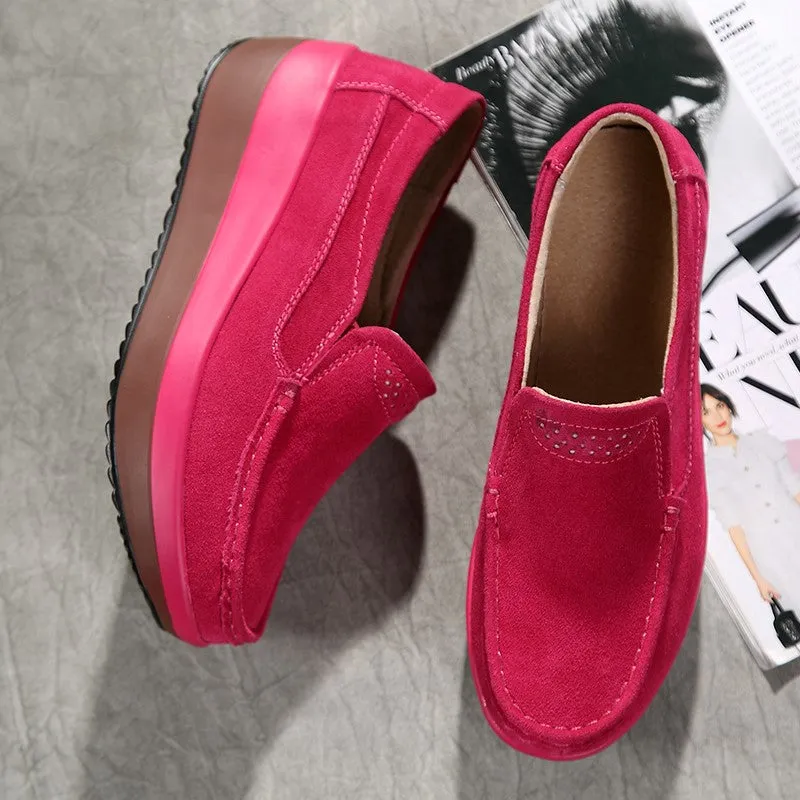 Women's platform leisure simple canvas walking slip-on loafers