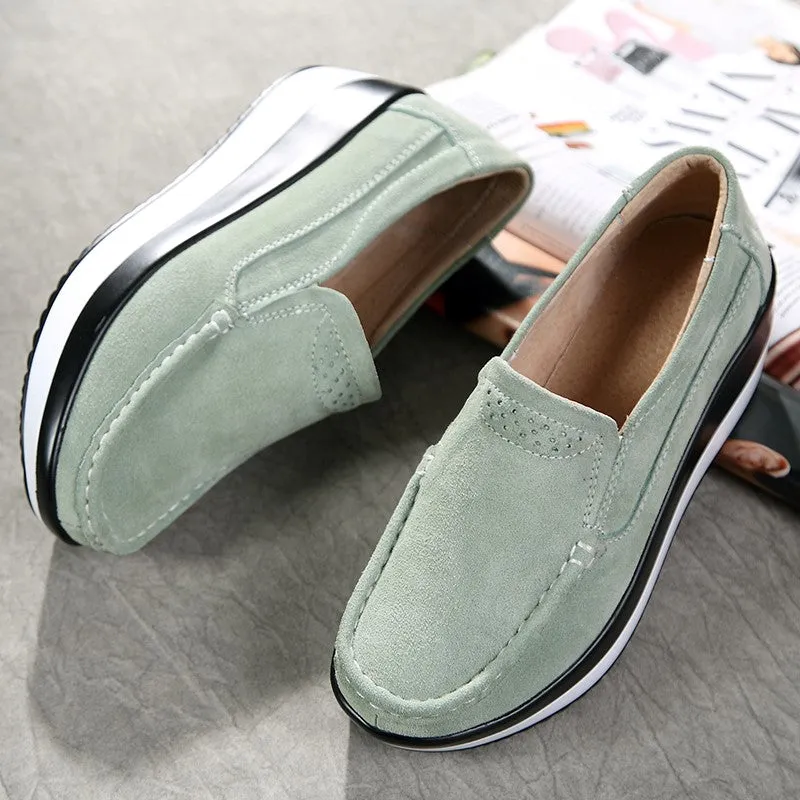 Women's platform leisure simple canvas walking slip-on loafers