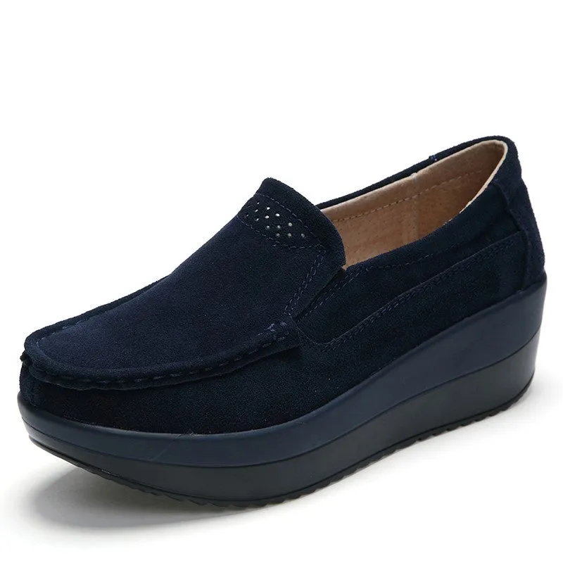 Women's platform leisure simple canvas walking slip-on loafers