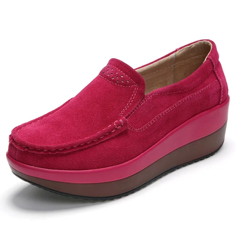 Women's platform leisure simple canvas walking slip-on loafers
