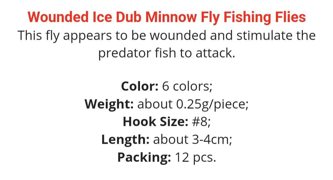 Wounded Minnow Fly Set Ice Dub Polar Fry Set